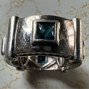 Silver Blue Architectural Jewelry Ring